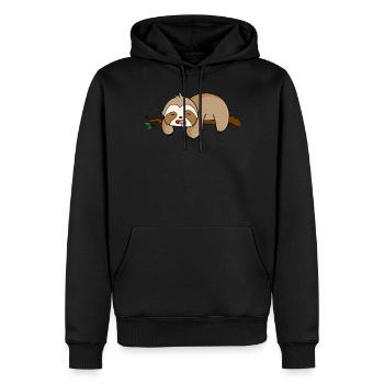 Faultier - Männer Premium Bio Hoodie - Schwarz - Vorne - Nico (187cm)