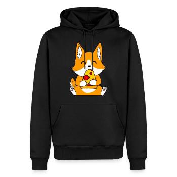 Shiba Inu Lustiges Shiba Inu Pizza - Männer Premium Bio Hoodie - Schwarz - Vorne - Nico (187cm)