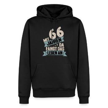 66. Geburtstag Geburtstagsspruch 66 Jahre Geschenk - Männer Premium Bio Hoodie - Schwarz - Vorne - Nico (187cm)