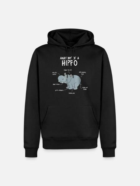 Hippo, Hippo Funny T-shirt Gift - Men’s Premium Organic Hoodie - black