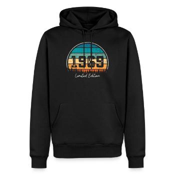 Vintage 1969 Limited Edition Retro Sonnenuntergang - Männer Premium Bio Hoodie - Schwarz - Vorne - Nico (187cm)