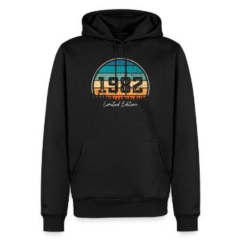 Vintage 1982 Limited Edition Retro Sonnenuntergang - Männer Premium Bio Hoodie - Schwarz - Vorne - Nico (187cm)