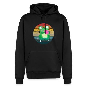 la grenouille - Sweat à capuche Premium bio Homme - noir - Devant - Nico (187cm)