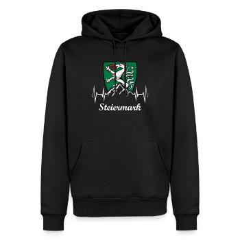 Steiermark Berge Herzschlag Puls EKG Herzfrequenz - Männer Premium Bio Hoodie - Schwarz - Vorne - Nico (187cm)