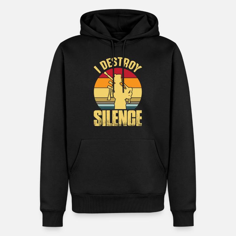 Dudelsack Destroy Silence Sackpfeife Retro - Männer Premium Bio Hoodie - Schwarz
