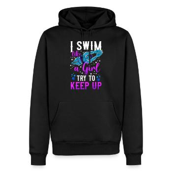 Swimming Swimmer I Know I Swim - Männer Premium Bio Hoodie - Schwarz - Vorne - Nico (187cm)