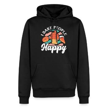 I bake people happy für Bäcker - Männer Premium Bio Hoodie - Schwarz - Vorne - Nico (187cm)