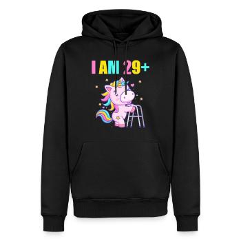 30 ans de licorne J’ai 29 ans+ 30 ans - Sweat à capuche Premium bio Homme - noir - Devant - Nico (187cm)