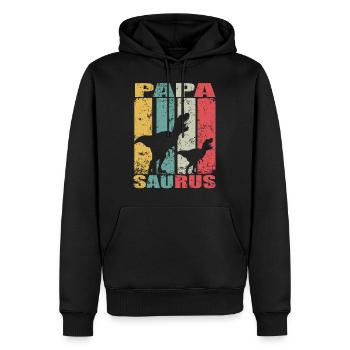 PapaSaurus Dinosaurier Baby Familien Papa Saurus - Männer Premium Bio Hoodie - Schwarz - Vorne - Nico (187cm)