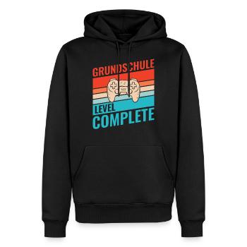 Abschluss Grundschule Retro Vintage Level complete - Männer Premium Bio Hoodie - Schwarz - Vorne - Nico (187cm)