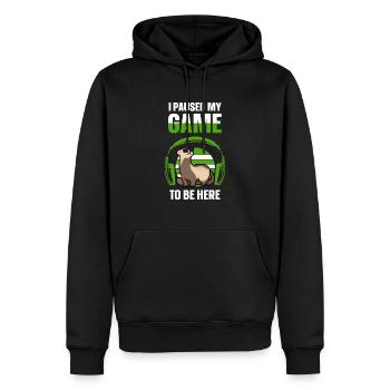 Frettchen I Paused My Game - Männer Premium Bio Hoodie - Schwarz - Vorne - Nico (187cm)