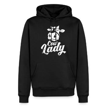 Agritourisme agricultrice Cow Lady Kuh paysanne - Sweat à capuche Premium bio Homme - noir - Devant - Nico (187cm)