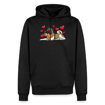 American Akita avec animal en peluche - Sweat à capuche Premium bio Homme - noir - Devant - Nico (187cm)