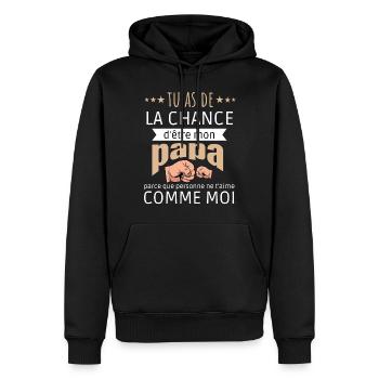 Papa T-shirt - Fête Des Pères - Cadeau Future Papa - Sweat à capuche Premium bio Homme - noir - Devant - Nico (187cm)