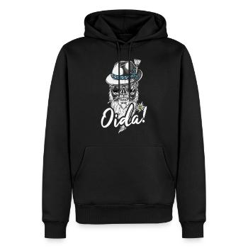 Oida! Bayern Wien bayrischer wiener Dialekt Tracht - Männer Premium Bio Hoodie - Schwarz - Vorne - Nico (187cm)