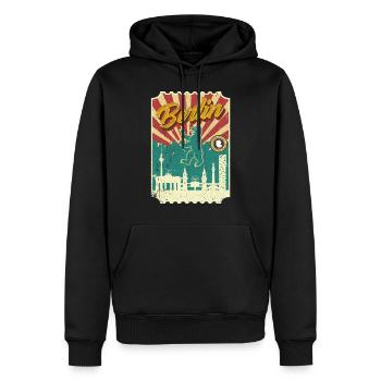 Berlin - Sweat à capuche Premium bio Homme - noir - Devant - Nico (187cm)
