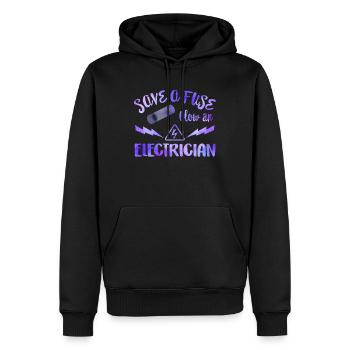 Save a Fuse Blow an Electrician Shirt, Funny - Men’s Premium Organic Hoodie - black - Front - Nico (187cm)