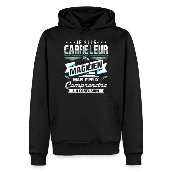 Carreleur de Carrelage Humour - Sweat à capuche Premium bio Homme - noir - Devant - Nico (187cm)