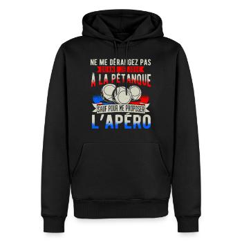 Petanque Pétanque - Sweat à capuche Premium bio Homme - noir - Devant - Nico (187cm)