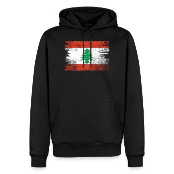 Libanon Flagge Grunge - Männer Premium Bio Hoodie - Schwarz - Vorne - Nico (187cm)