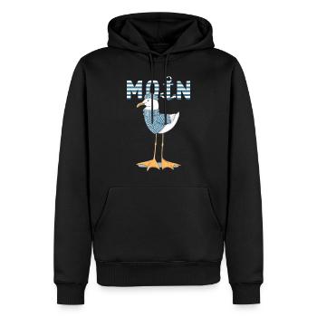 Möwe Moin Norddeutsch cooles Fischer Geschenk - Männer Premium Bio Hoodie - Schwarz - Vorne - Nico (187cm)