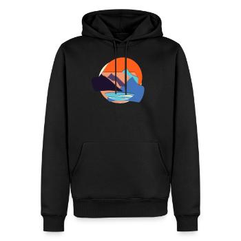Abstrakt - Männer Premium Bio Hoodie - Schwarz - Vorne - Nico (187cm)