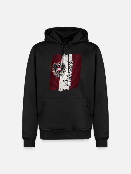 Österreich Fahne Flagge Adler Wappen - Männer Premium Bio Hoodie - Schwarz