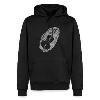 Musique Violoncelle Musique classique Empreinte - Sweat à capuche Premium bio Homme - noir - Devant - Nico (187cm)