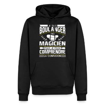 Boulanger Humour Boulangerie - Sweat à capuche Premium bio Homme - noir - Devant - Nico (187cm)