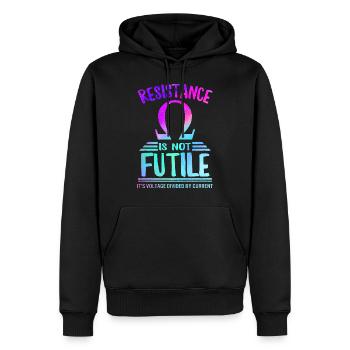 Widerstand ist nicht sinnlos, seine Spannung geteilt durch - Männer Premium Bio Hoodie - Schwarz - Vorne - Nico (187cm)