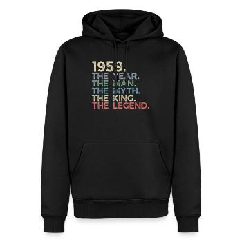 Jahrgang 1959 The Year Man Myth King Legend Retro - Männer Premium Bio Hoodie - Schwarz - Vorne - Nico (187cm)
