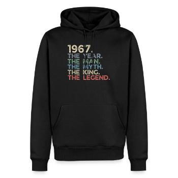 Jahrgang 1967 The Year Man Myth King Legend Retro - Männer Premium Bio Hoodie - Schwarz - Vorne - Nico (187cm)