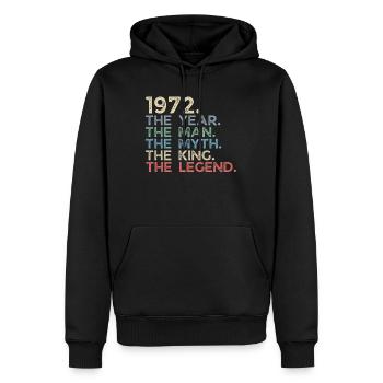 Jahrgang 1972 The Year Man Myth King Legend Retro - Männer Premium Bio Hoodie - Schwarz - Vorne - Nico (187cm)