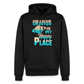 Uranus est mon endroit heureux, chemise planète Uranus, - Sweat à capuche Premium bio Homme - noir - Devant - Nico (187cm)