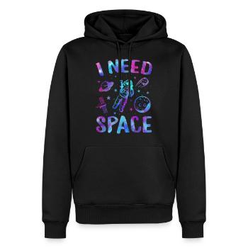 Ich brauche Platz, ich brauche meinen Raum T-Shirt, Raum - Männer Premium Bio Hoodie - Schwarz - Vorne - Nico (187cm)