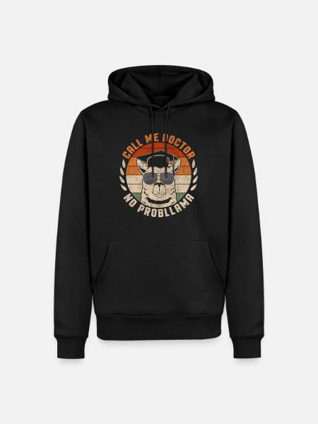 Call Me Doctor Lama Doctor Hat College Graduates - Sweat à capuche Premium bio Homme - noir