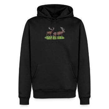 Cerf i cerf rouge bois de chasse motif pour - Sweat à capuche Premium bio Homme - noir - Devant - Nico (187cm)