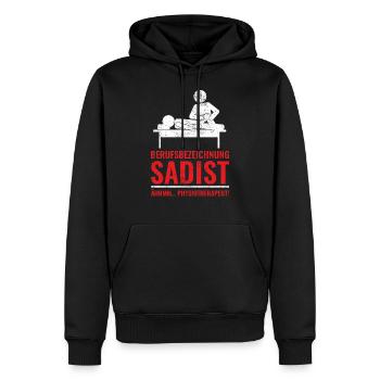 Physiotherapeut | Lustiges Sadist Sprüche Geschenk - Männer Premium Bio Hoodie - Schwarz - Vorne - Nico (187cm)