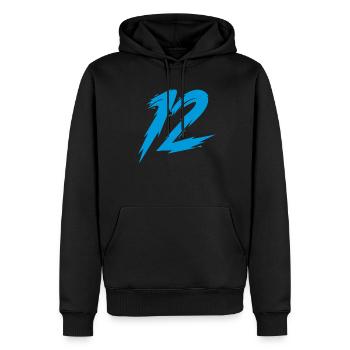 12 - Männer Premium Bio Hoodie - Schwarz - Vorne - Nico (187cm)