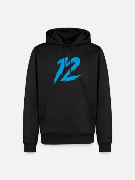 12 - Sweat à capuche Premium bio Homme - noir