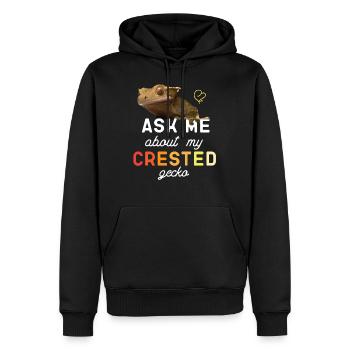Ask Me About My Crested Gecko - Männer Premium Bio Hoodie - Schwarz - Vorne - Nico (187cm)
