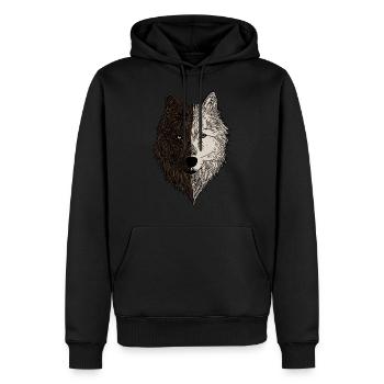 Wolf Tier Motiv Wolfsmotiv braun - Männer Premium Bio Hoodie - Schwarz - Vorne - Nico (187cm)