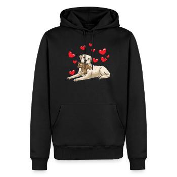 Labrador Retriever chien avec peluche - Sweat à capuche Premium bio Homme - noir - Devant - Nico (187cm)