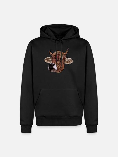 Ko Landmand Ko Motiv Animal Face Animal Motiv Print - Herre Premium økologisk hoodie - sort