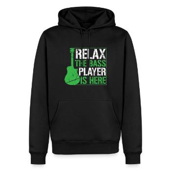 Bass guitariste bassiste bass joueur - Sweat à capuche Premium bio Homme - noir - Devant - Nico (187cm)