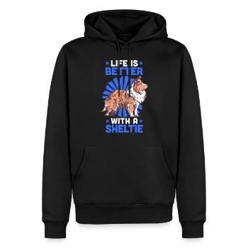 Life is better with Shetland Sheepdog Sheltie - Men’s Premium Organic Hoodie - black - Front - Nico (187cm)