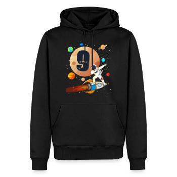 9.Anniversaire pour astronautes jeune fusée lune - Sweat à capuche Premium bio Homme - noir - Devant - Nico (187cm)