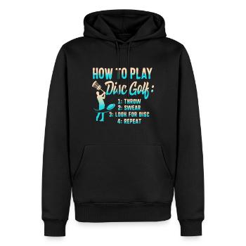 Comment jouer disc golf, chemise disc golf, frisbee, - Sweat à capuche Premium bio Homme - noir - Devant - Nico (187cm)