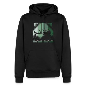 Rétro Cerf - Sweat à capuche Premium bio Homme - noir - Devant - Nico (187cm)