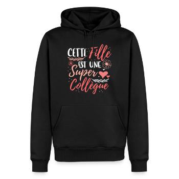 Collègue Cadeau - Sweat à capuche Premium bio Homme - noir - Devant - Nico (187cm)